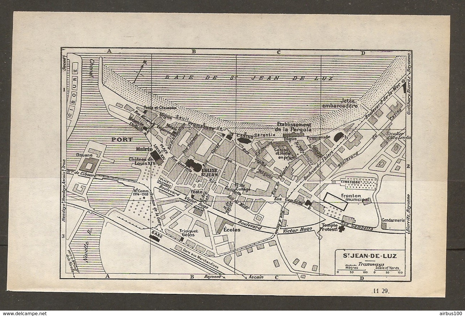 CARTE PLAN 1928 - St JEAN De LUZ PORT FRONTON MUNICIPAL TRINQUET GELOS Ets De La PERGOLA DOUANE CIBOURE - Topographical Maps