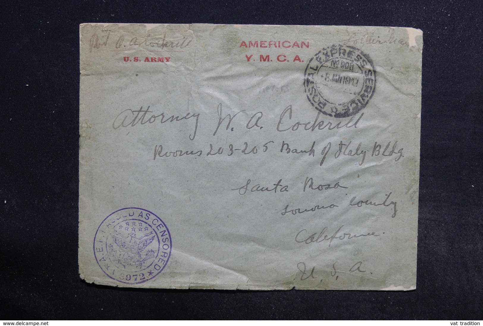 ETATS UNIS - Enveloppe D 'un Soldat En Service Pour Les U.S.A.  , Cachet De Censure - L 32132 - Marcophilie