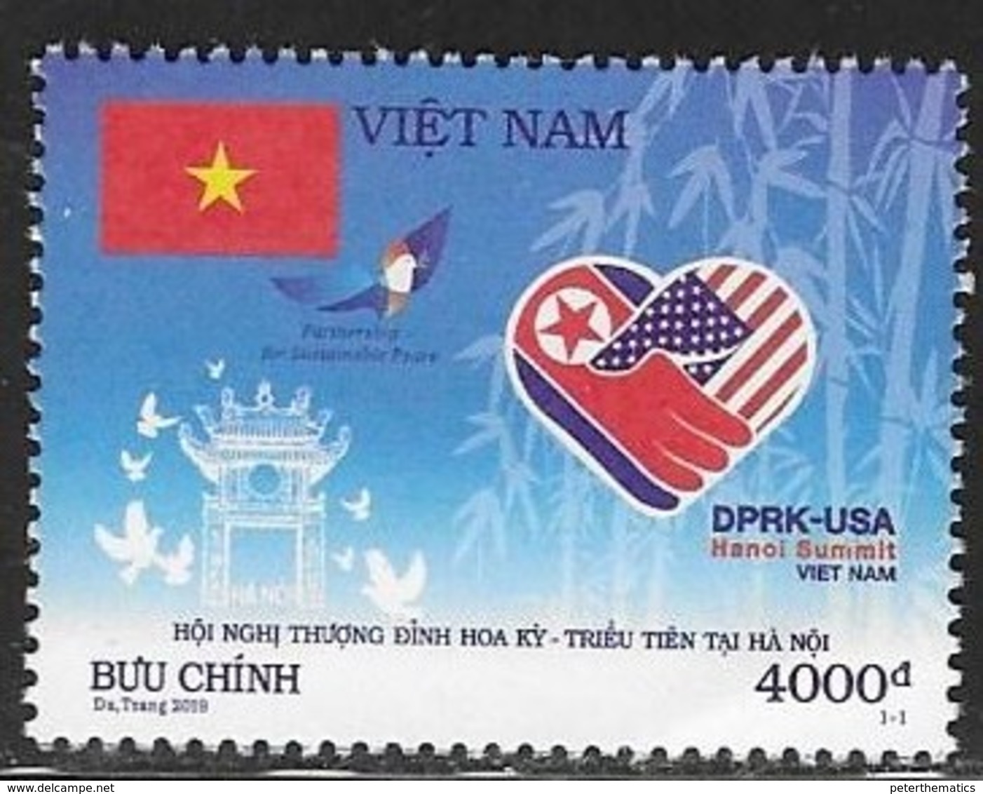 VIETNAM, 2019, MNH,PEACE SUMMIT US-KOREA,FLAGS,1v - Stamps