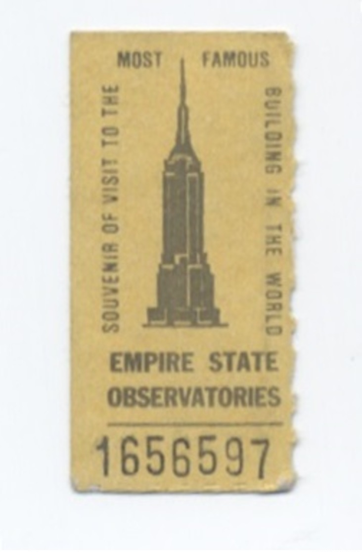 Ticket Observatories Empire State Building, New York, Etats Unis, -RECTO/ VERSO    - B62 - Tickets - Entradas