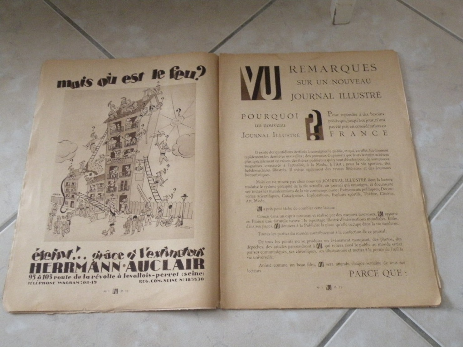 VU Journal de la semaine - L'Homme Mécanique - 21 mars 1928 actualité de cette époque -