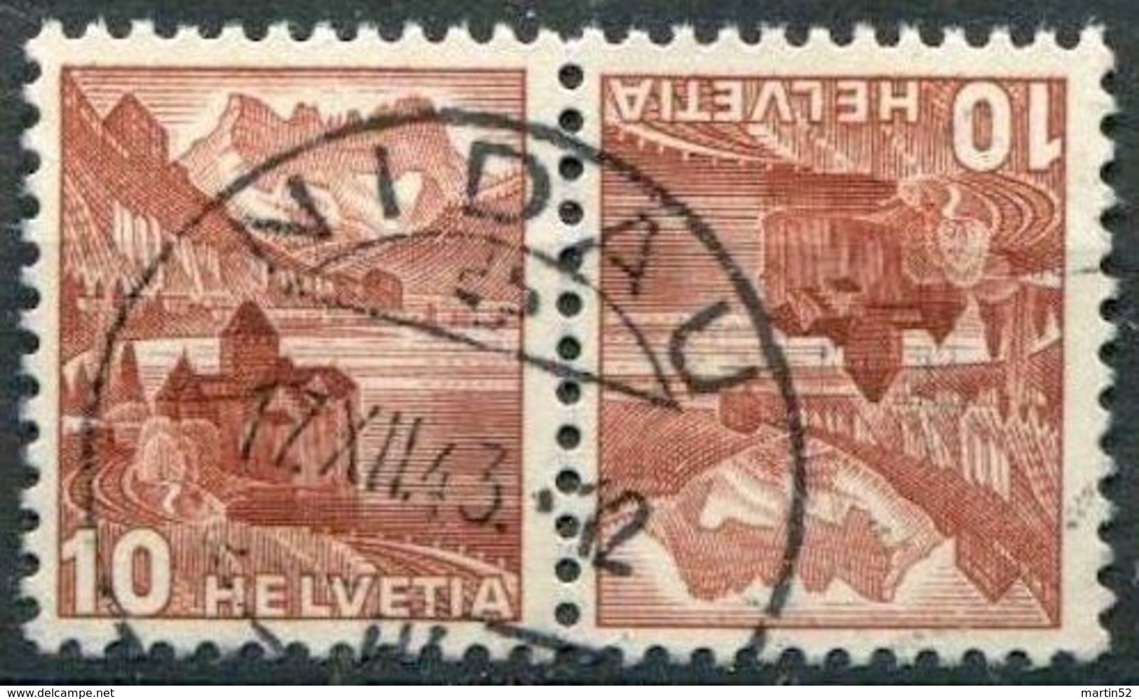 Schweiz Suisse 1942: Kehrdrucke Tête-bêche Zu K37 Mi K36b Mit O NIDAU 17.XII.43  (Zu CHF 1.50) - Tête-bêche