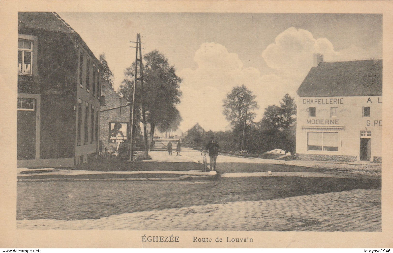 Eghezée  RQoute De Louvain Animée Cycliste Chapellerie Moderne Circulé En 1927 - Namur