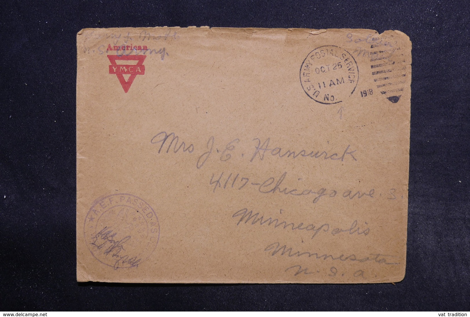 ETATS UNIS - Enveloppe D 'un Soldat En France Pour Les U.S.A.en 1918  , Cachet De Censure - L 32138 - Marcophilie