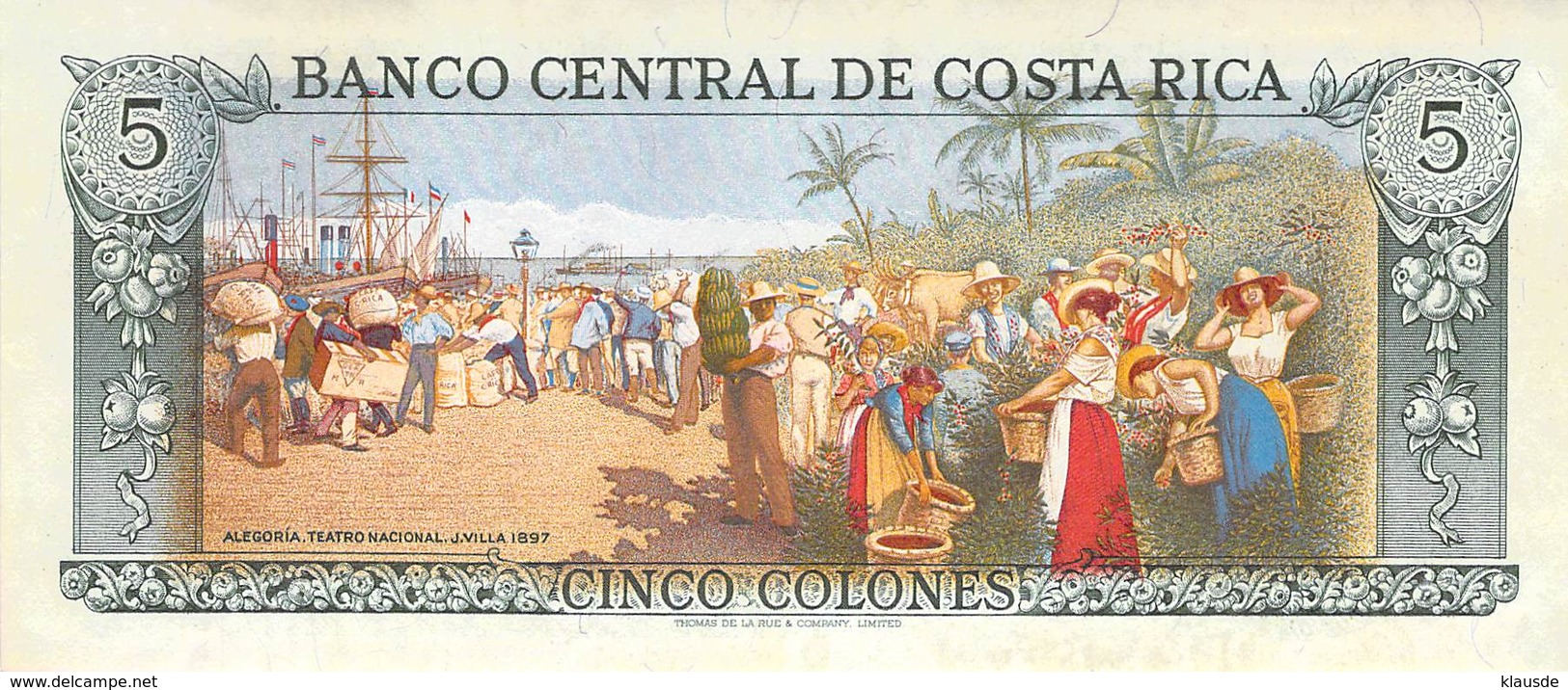 5 Colones Costa Rica UNC 1992 - Costa Rica