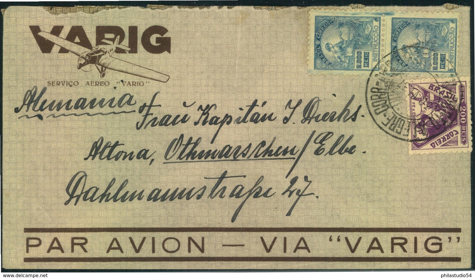 BRAZIL; 1937: VARIG Flight Cover From Porto Allegre To Altona - Autres & Non Classés