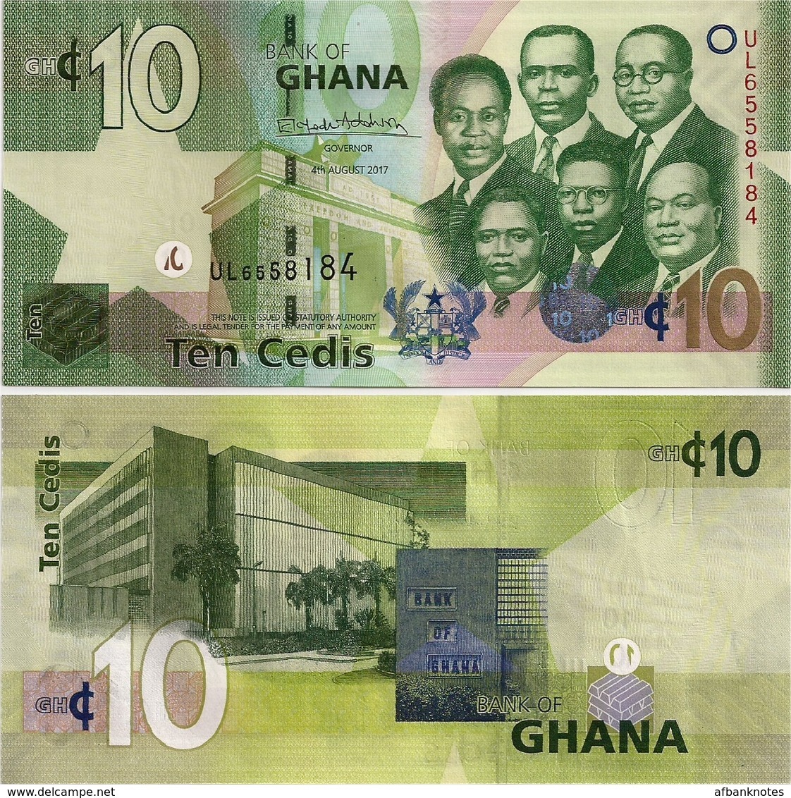 GHANA       10 Cedis       P-39[g]       4.8.2017        UNC - Ghana