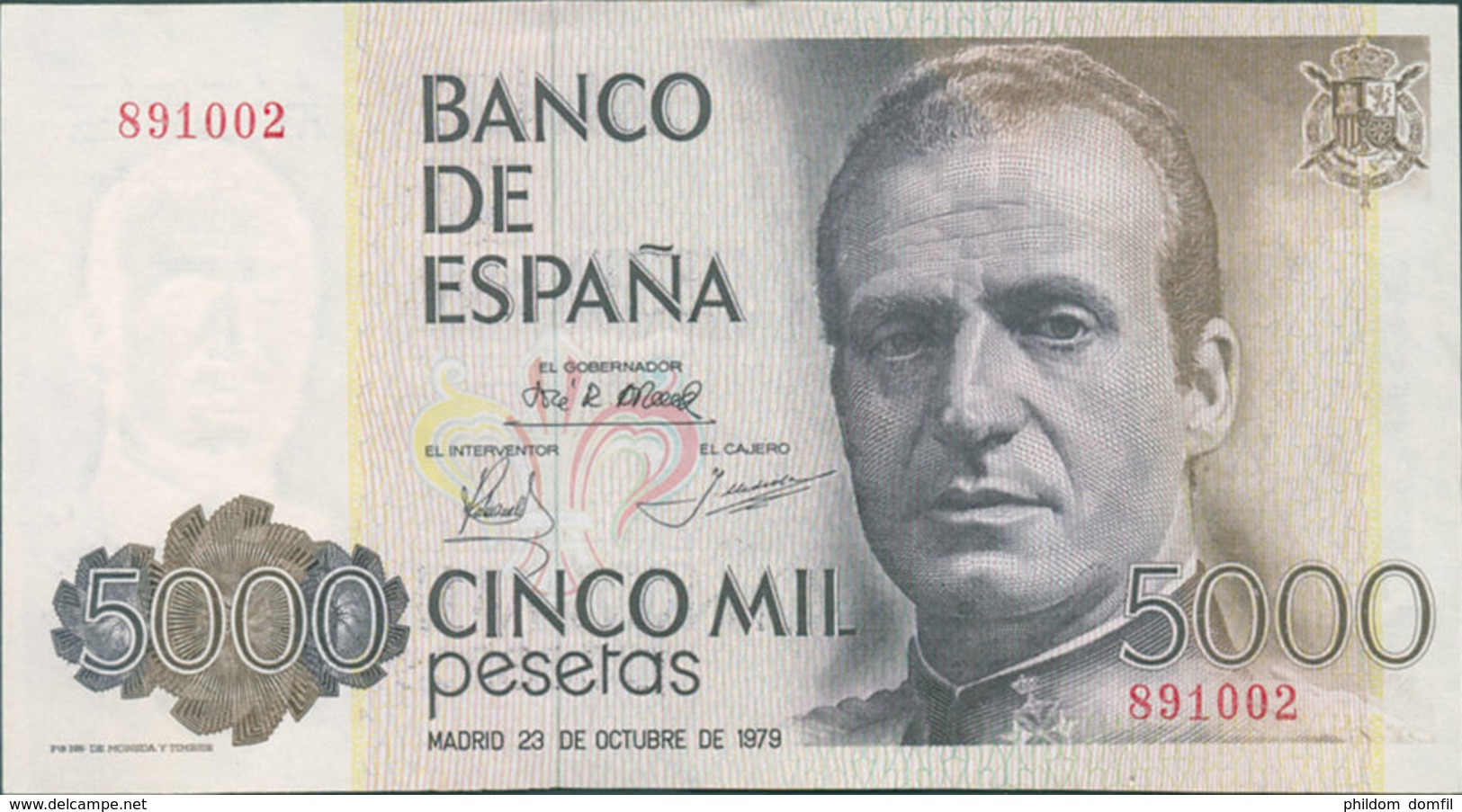 Ref. 250-401 - BIN SPAIN . 1979. 5000 Pesetas October 23rd; 1979 - Juan Carlos I. 5000 Pesetas 23 De Octubre De 1979 - J - [ 4] 1975-… : Juan Carlos I