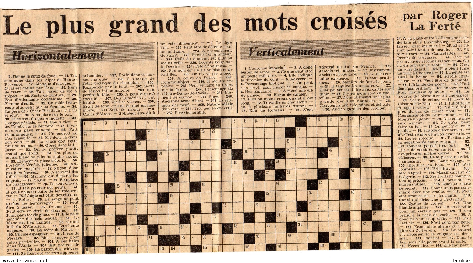 Le Plus Grand Des Mots Croisés  Par  Roger La Ferté  EN 1978..a Voir Etat Vierge ( A Remplir - Autres & Non Classés