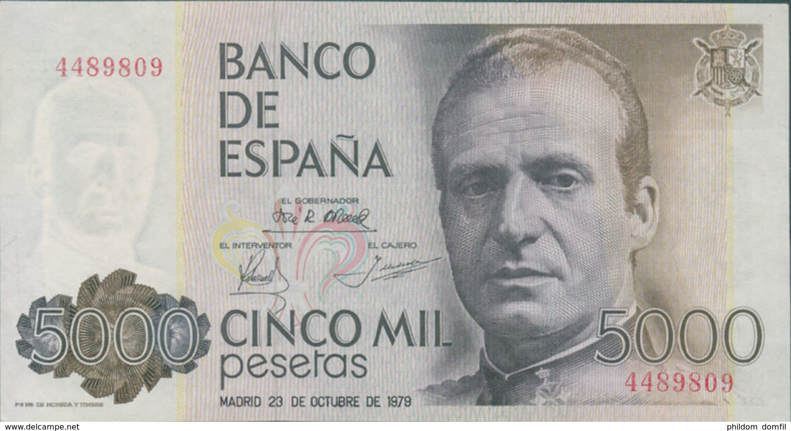 Ref. 250-696 - BIN SPAIN . 1979. 5000 Pesetas October 23rd; 1979 - Juan Carlos I. 5000 Pesetas 23 De Octubre De 1979 - J - [ 4] 1975-… : Juan Carlos I