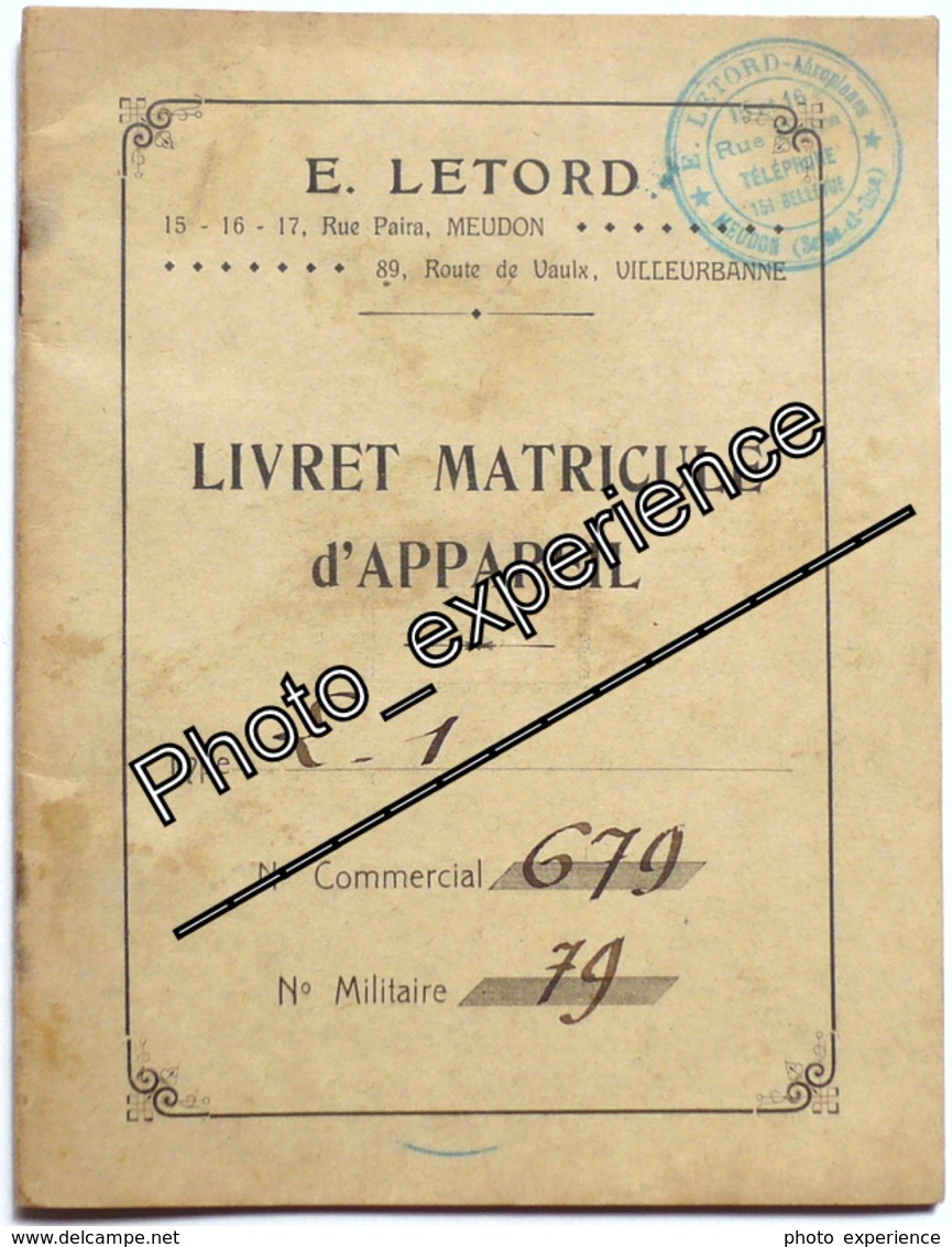 Livret Document Guerre 14-18 Aviation Airplane Military WW1 VILLACOUBLAY Yvelines 78 - Documents