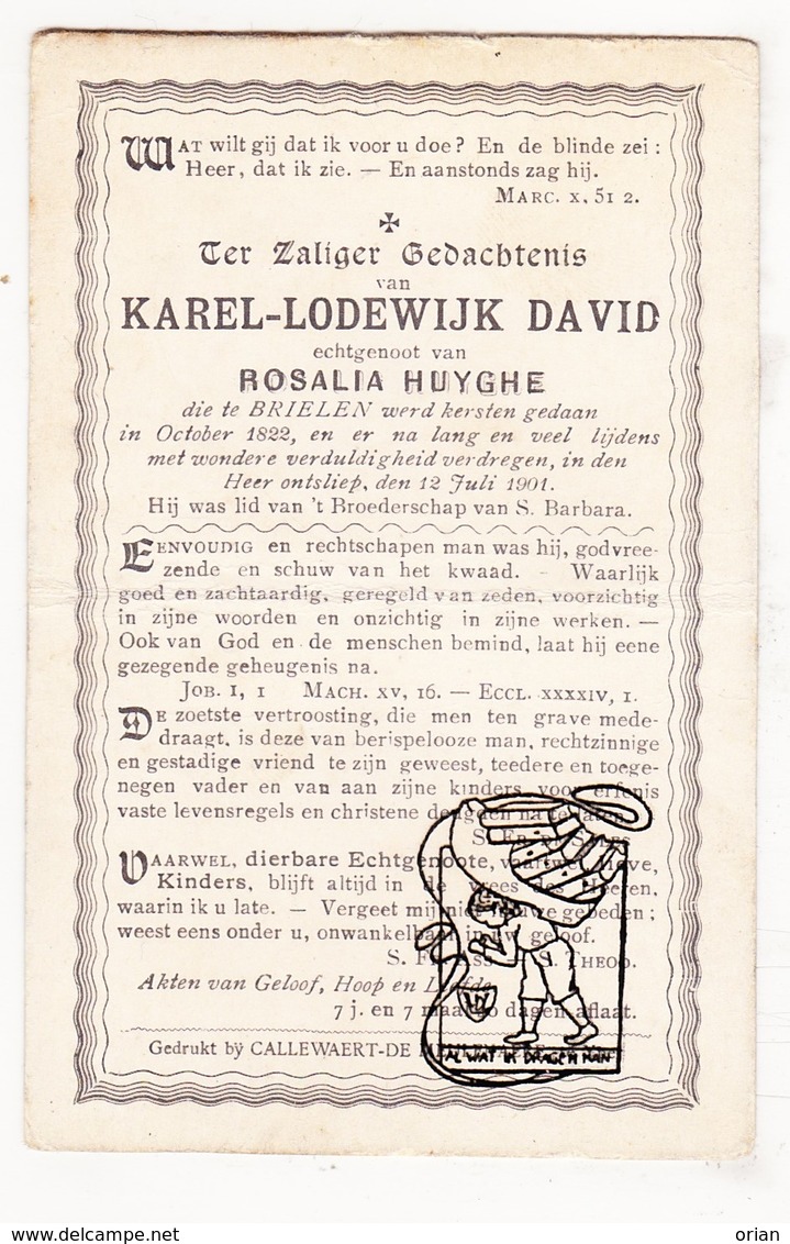 DP Karel Lodewijk David ° Brielen Ieper 1822 † 1901 X Rosalie Huyghe - Santini