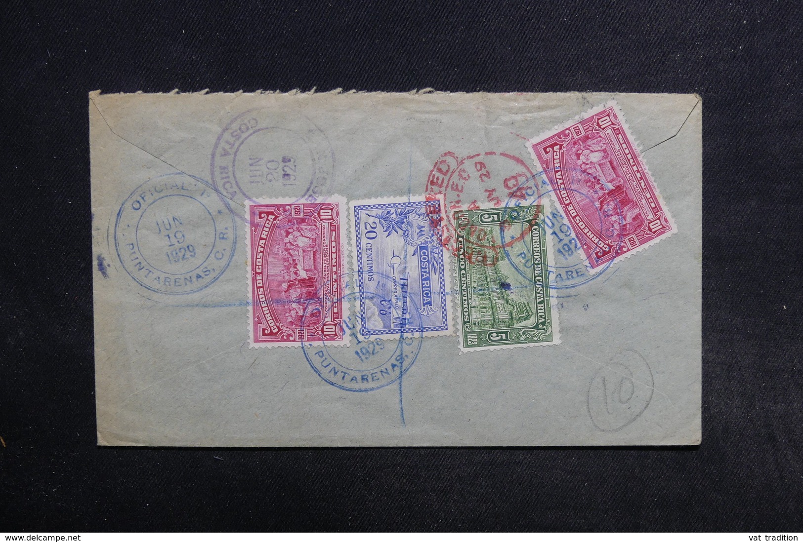 COSTA RICA - Enveloppe En Recommandé De Puntarenas Pour Londres En 1929  , Affranchissement Plaisant Au Verso - L 32172 - Costa Rica