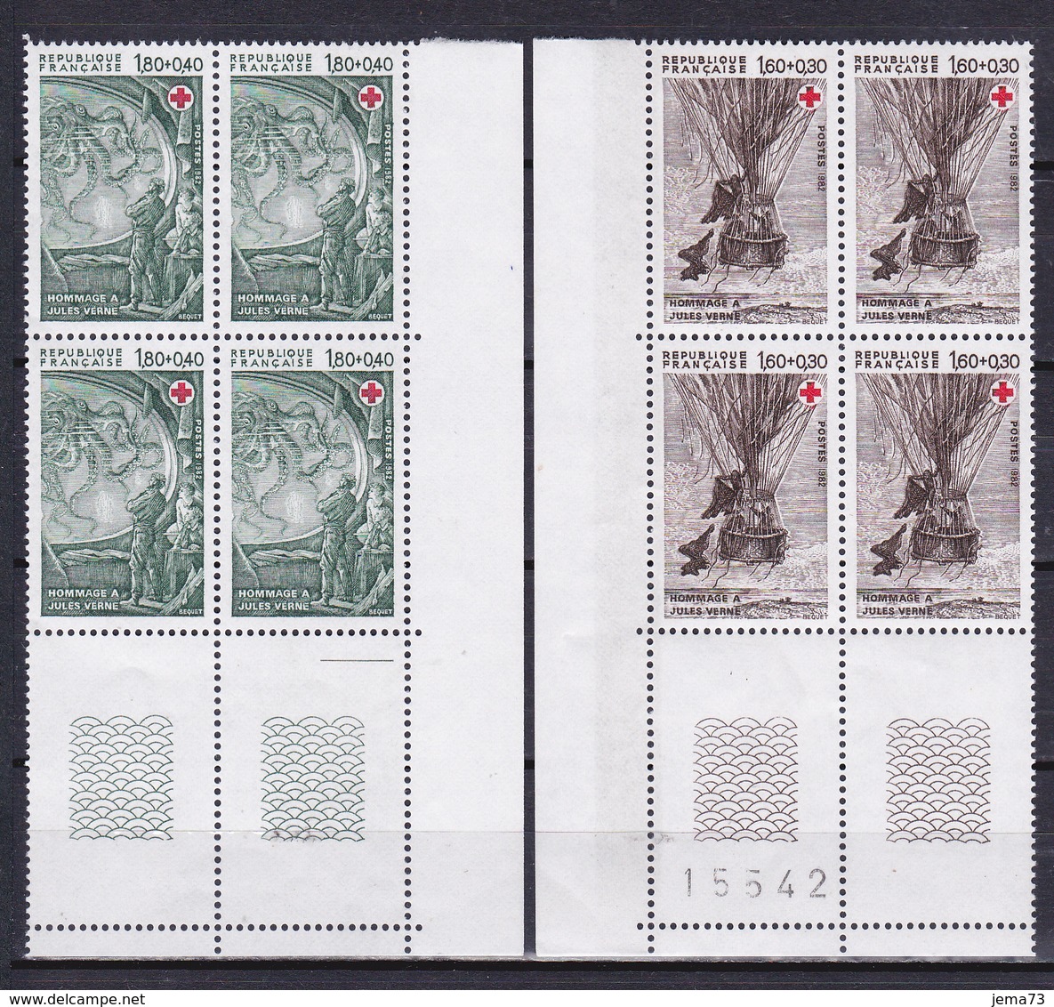 N° 2247 Et 2248  Série Au Profit De La Croix Rouge Hommage à Jules Vernes: Belle Série En Bloc De 4 Timbres Neuf - Neufs