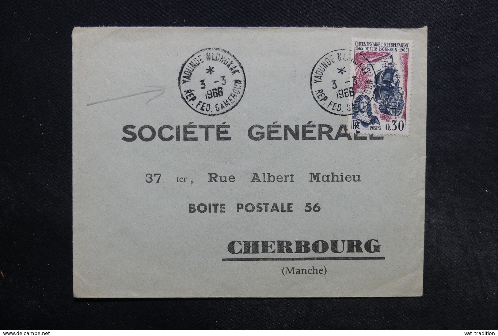 CAMEROUN - Enveloppe Commerciale Pour Cherbourg En 1966 , Affranchissement Français De Yaoundé - L 32187 - Kamerun (1960-...)