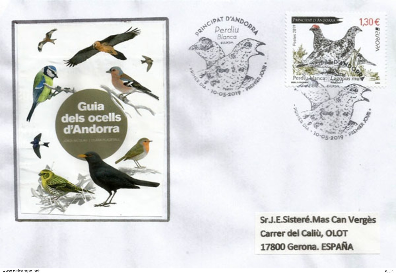 ANDORRA 2019. La Perdrix Des Neiges. (perdiz Nival) Europa 2019 . FDC (illustration Guia Dels Ocells D'Andorra). - Grey Partridge