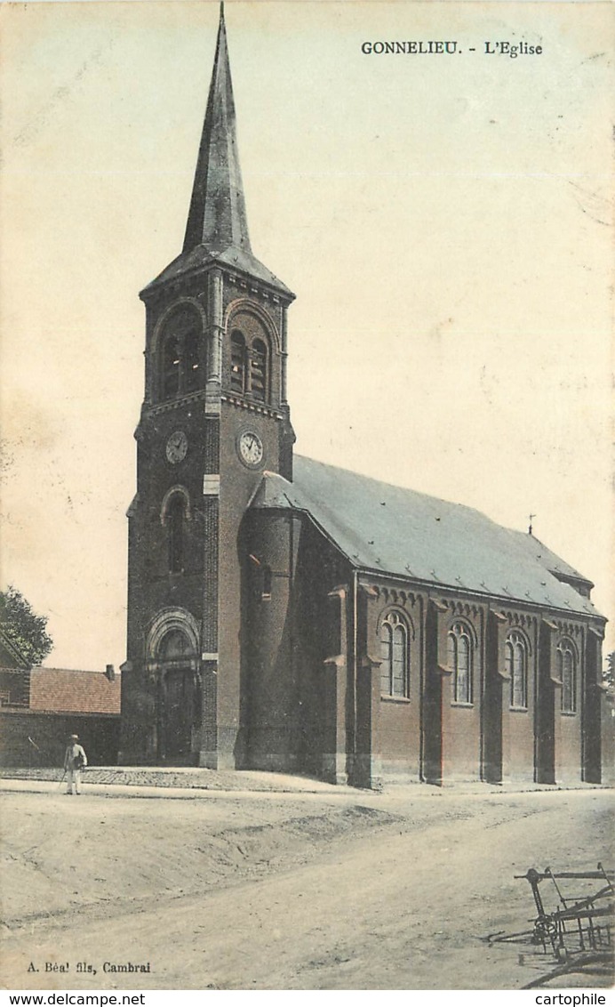 59 - GONNELIEU - L'eglise En Couleur 1911 - Autres & Non Classés