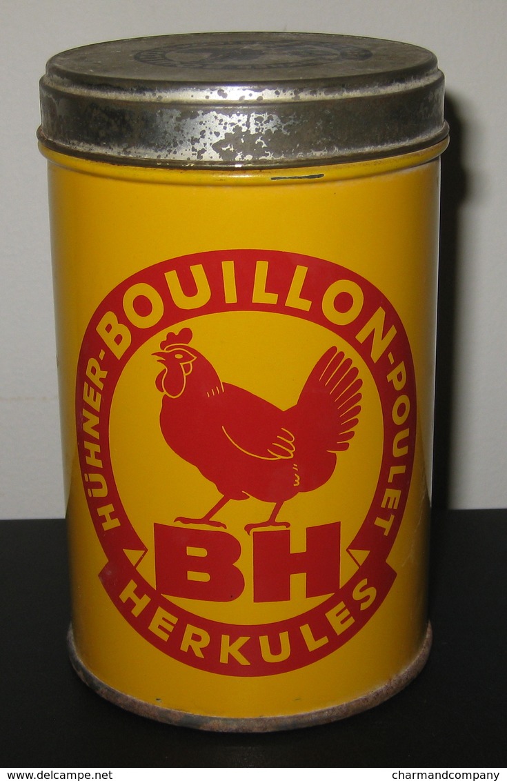 Boîte Ancienne En Métal - BOUILLON HERKULES - Poulet / Hühner - Suisse / 5 Scans - Dozen