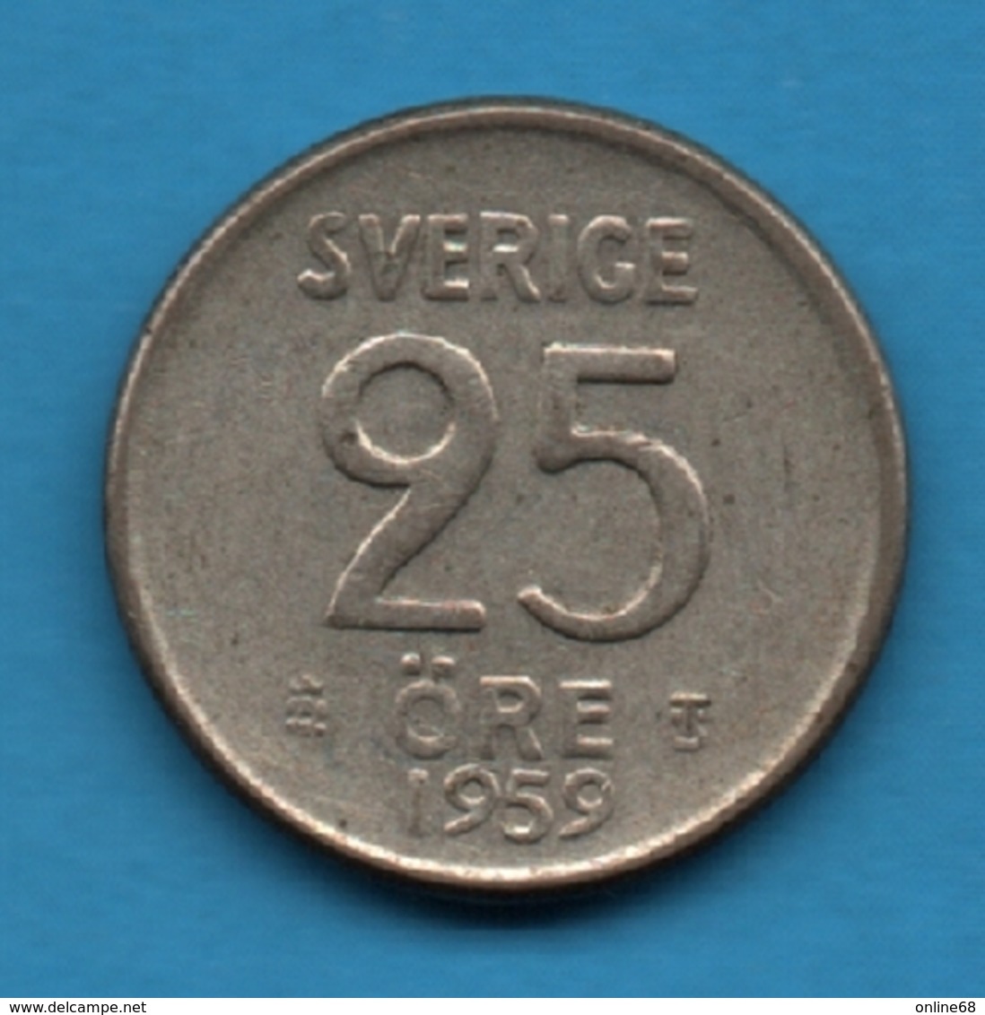 SVERIGE 25 ORE 1959 KM# 824 Gustaf VI Adolf Argent 400‰ Silver - Zweden