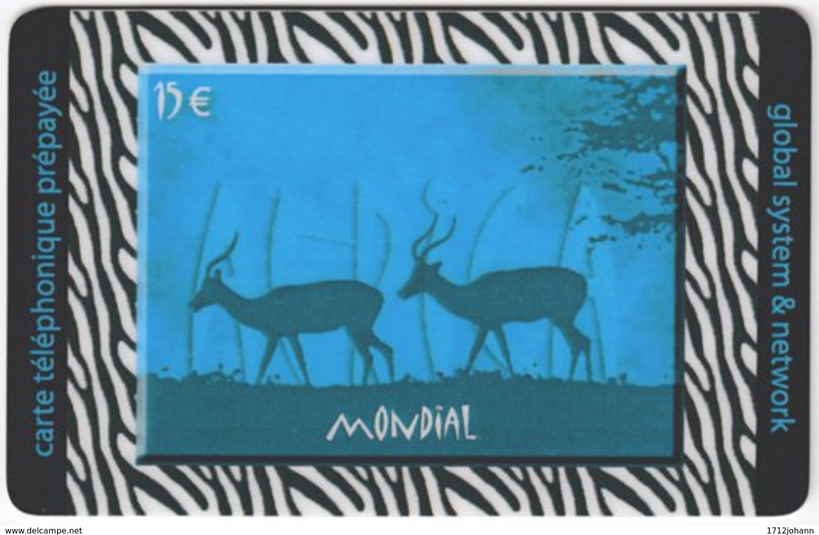 FRANCE C-595 Prepaid Mondial - Animal, Gazelle - Used - Nachladekarten (Refill)