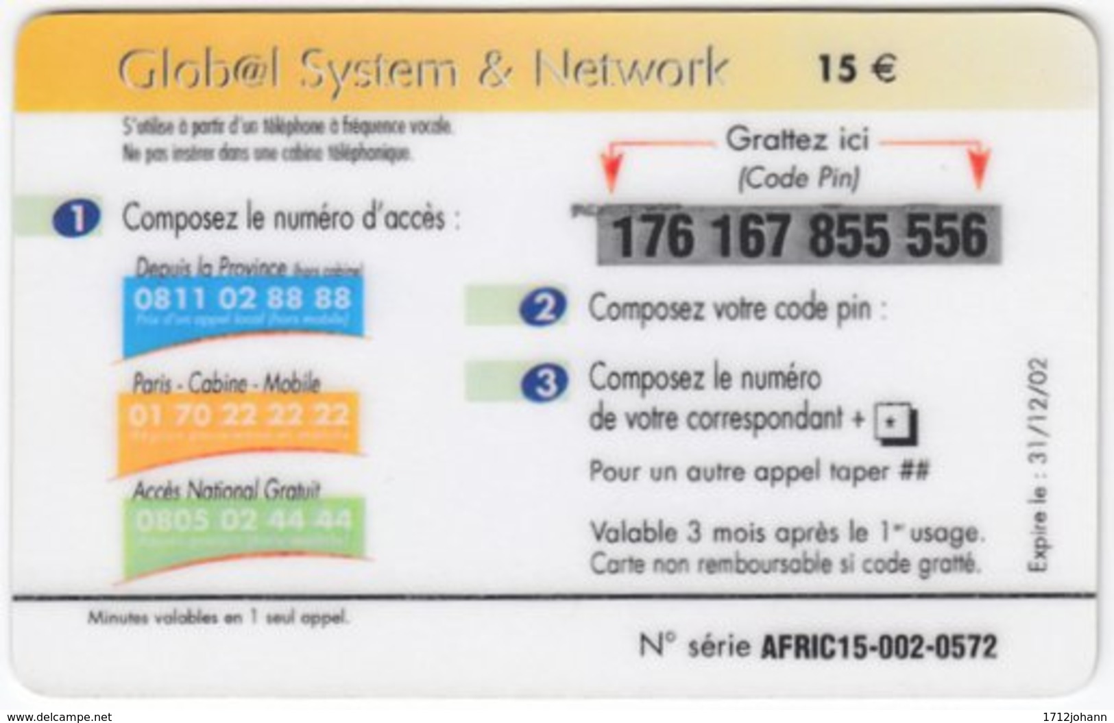 FRANCE C-595 Prepaid Mondial - Animal, Gazelle - Used - Nachladekarten (Refill)