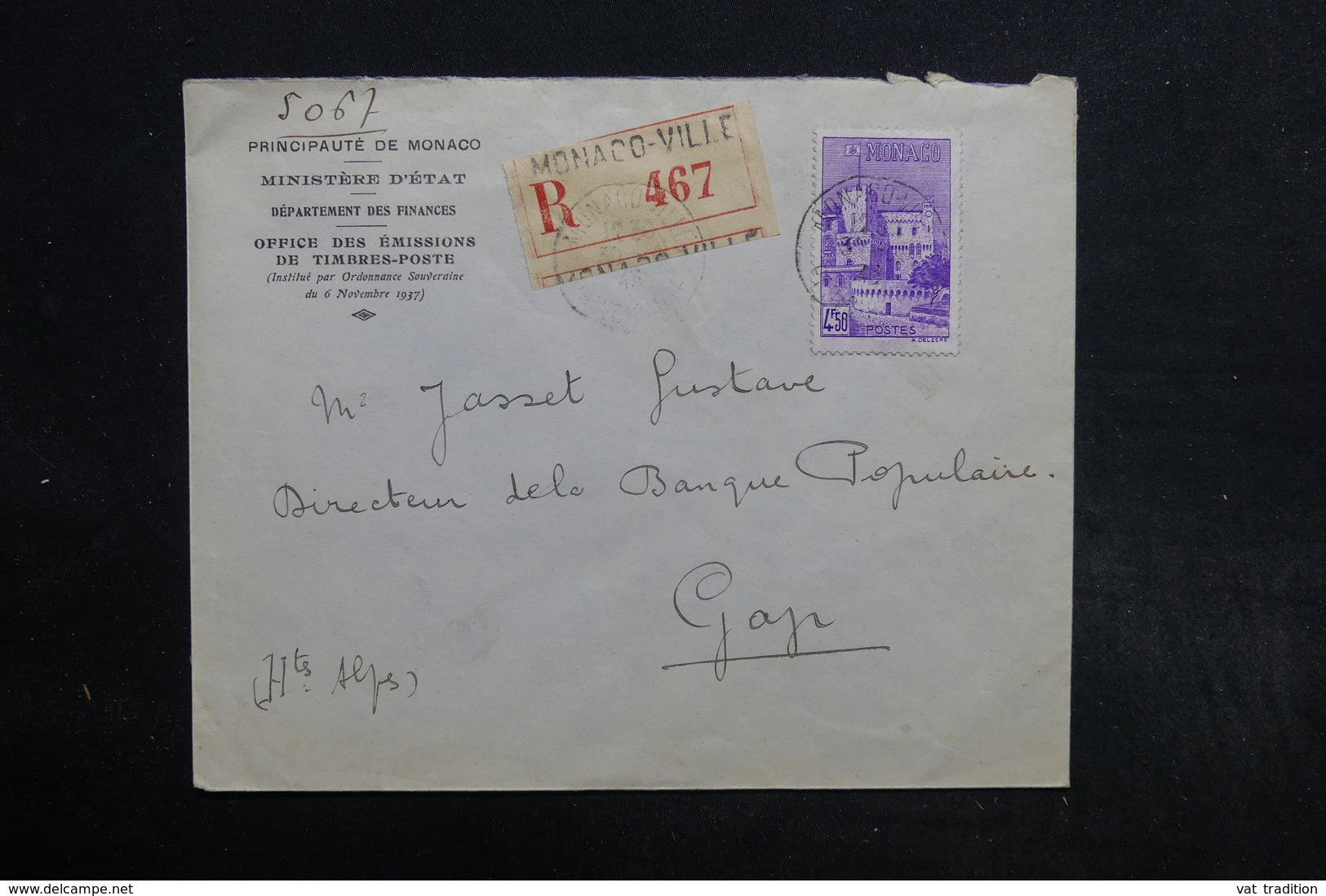 MONACO - Enveloppe En Recommandé Pour La France En 1943 - L 32212 - Storia Postale