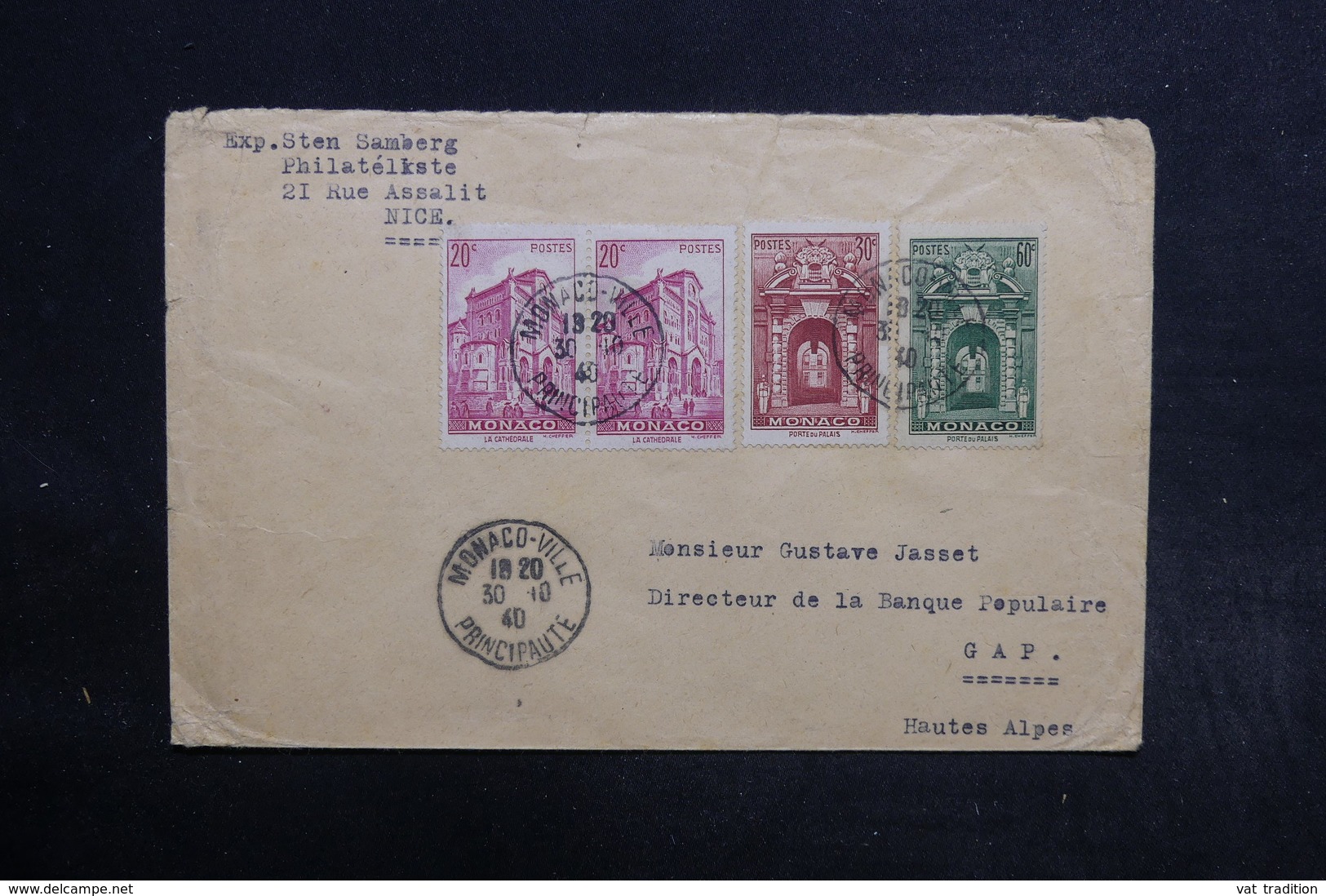 MONACO - Enveloppe Commerciale ( Négociant En Philatélie De Nice ) Pour La France En 1940 - L 32213 - Briefe U. Dokumente