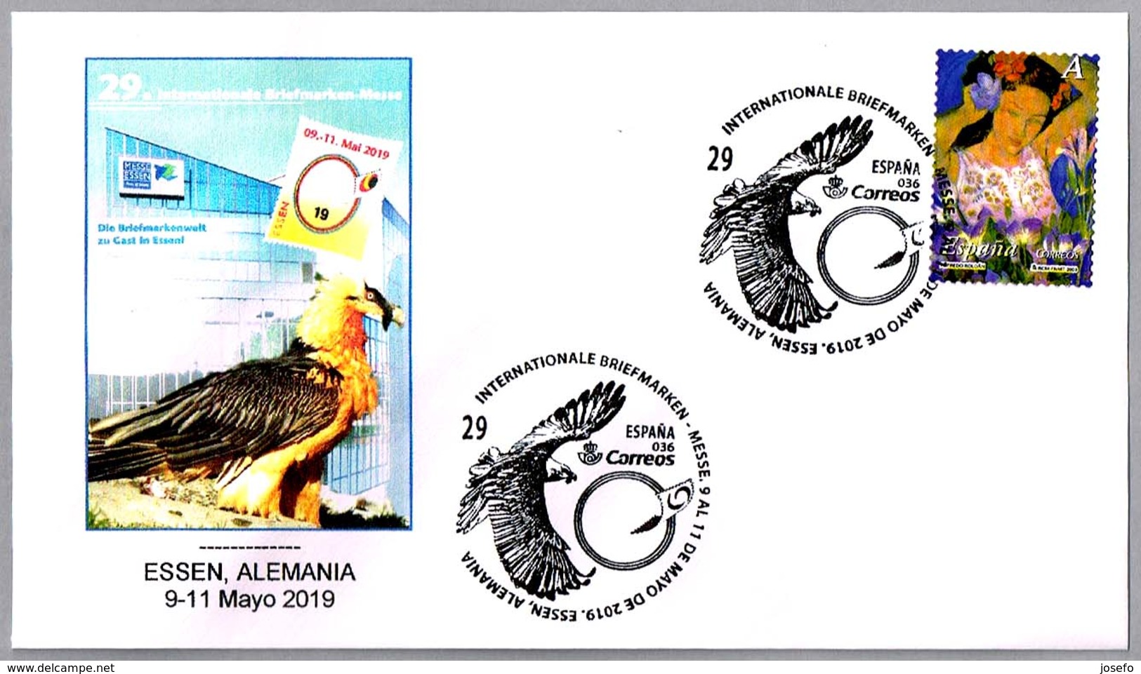 QUEBRANTAHUESOS - Gypaetus Barbatus - Bearded Vulture. Correos España En Essen (Alemania) 2019 - Afstempelingen & Vlagstempels