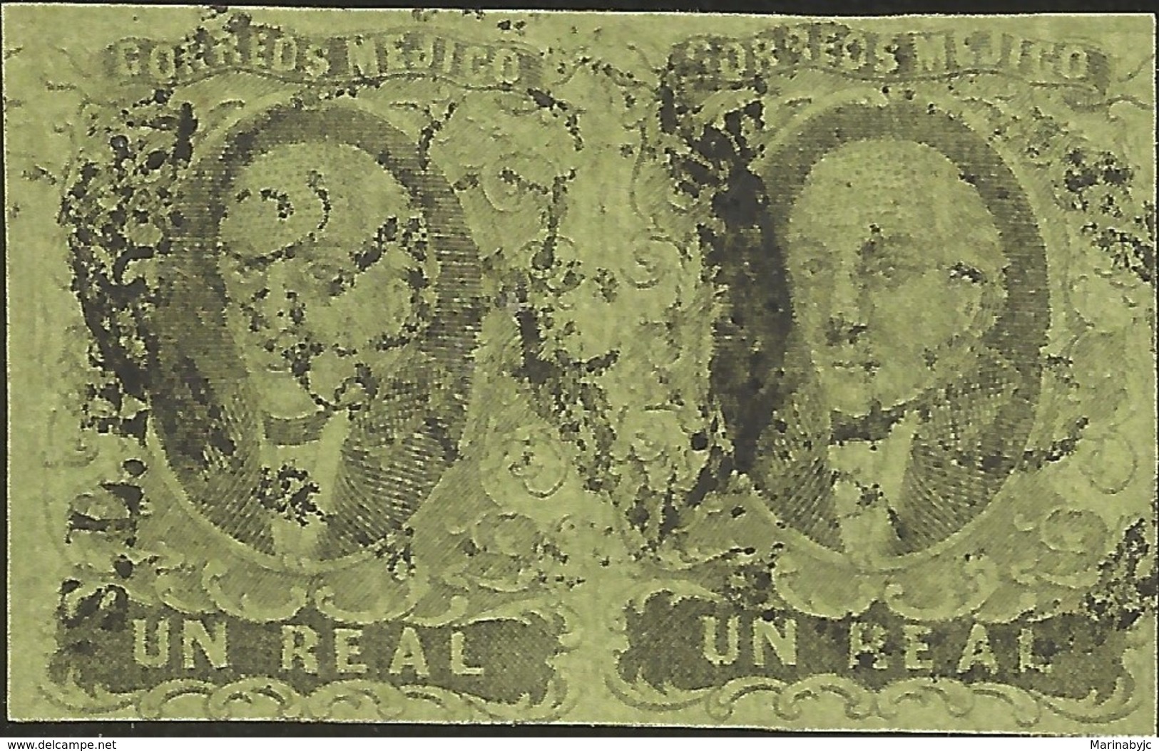 J) 1861 MEXICO, HIDALGO, UN REAL, PAIR, SAN LUIS POTOSI DISTRICT, MN - Mexico