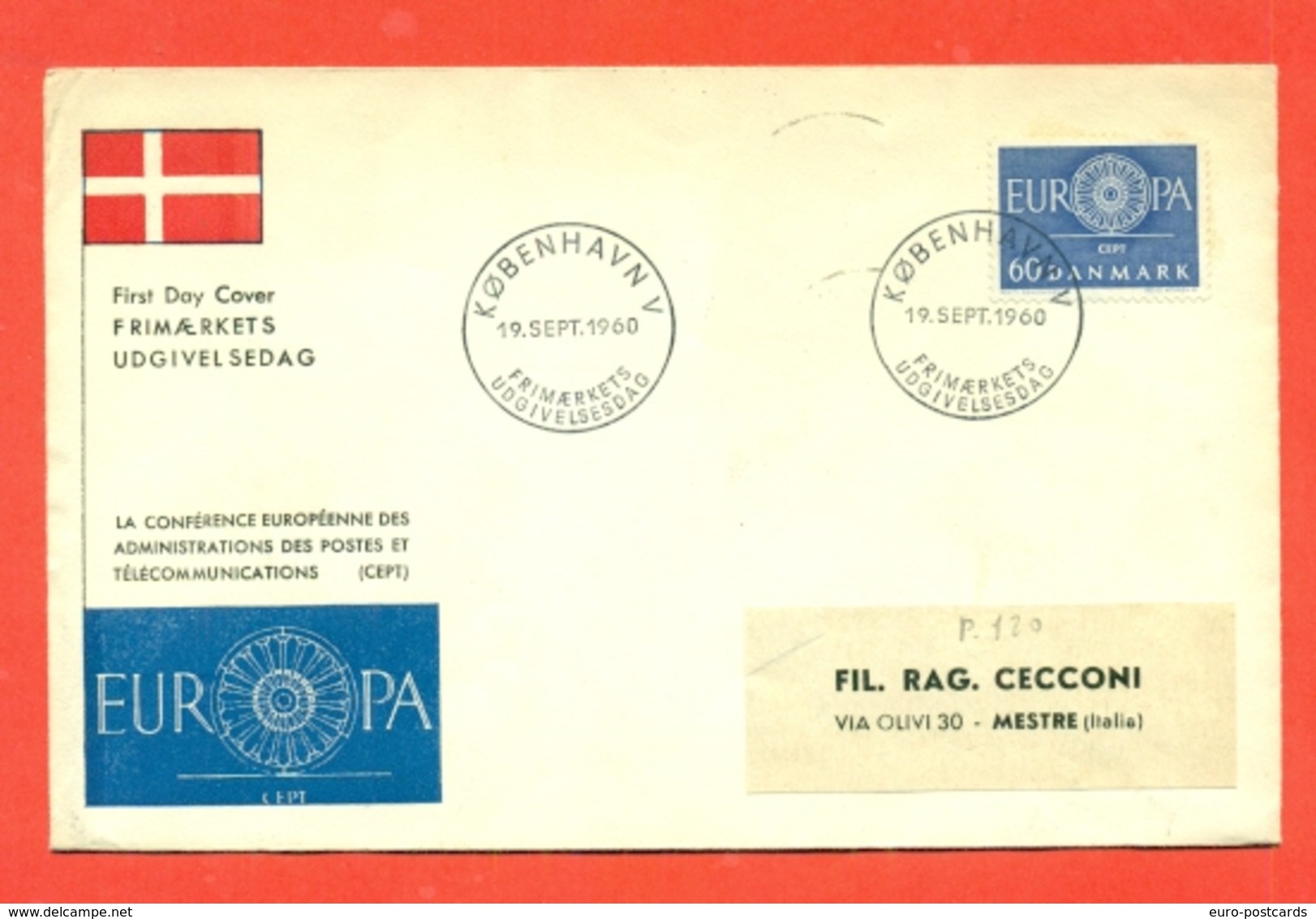 EUROPA - EUROPE-J DANIMARCA CEPT 1960 - FDC