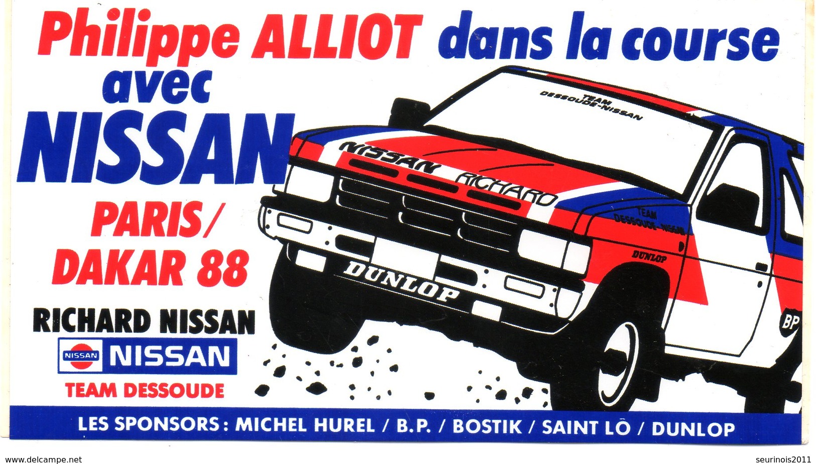 Autocollant NISSAN PARIS DAKAR 88 PHILIPPE ALLIOT - Autocollants