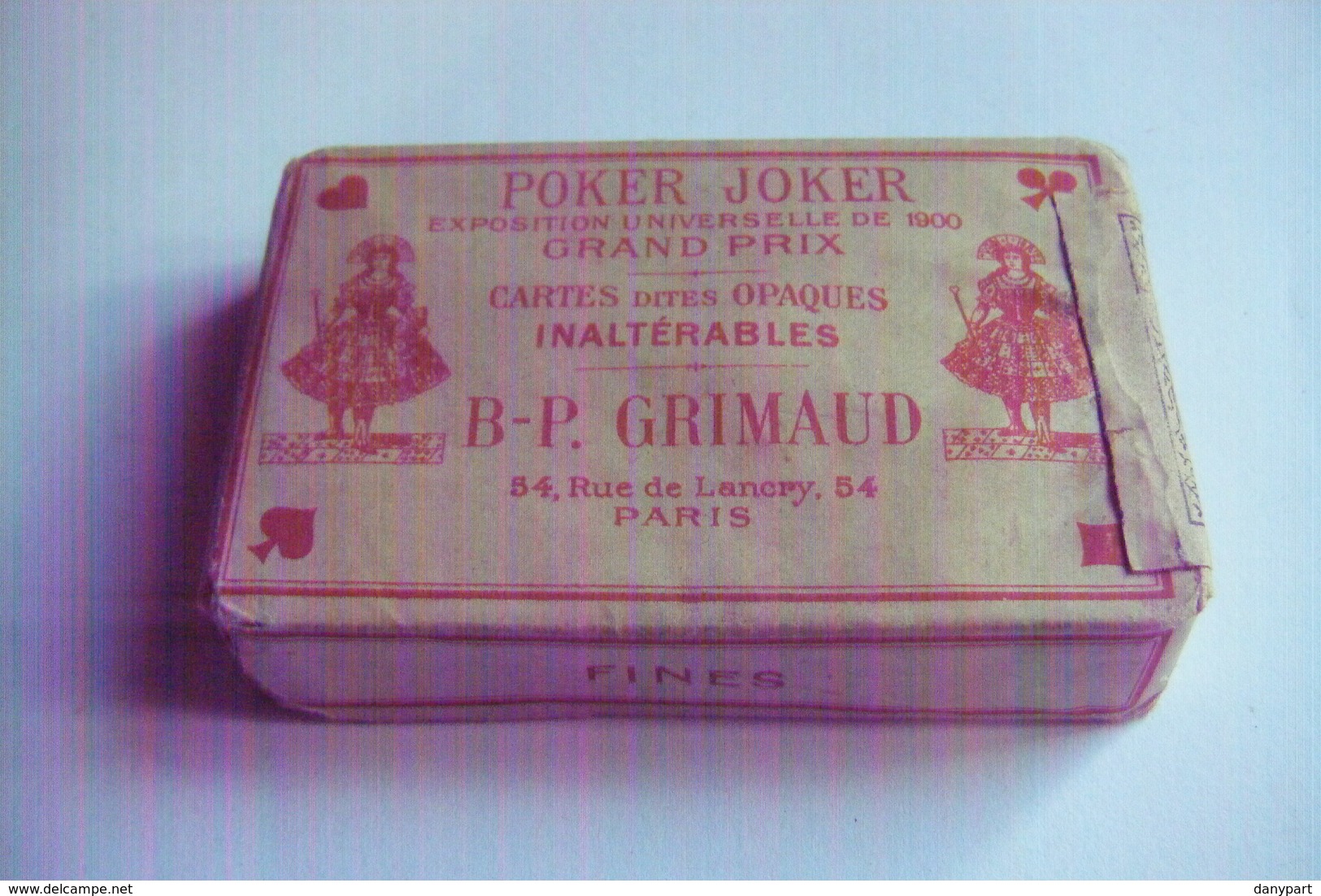 Ancien Jeu De 53 Cartes POKER JOKER WHIST B-P GRIMAUD, Exposition Universelle 1900 Cartes Dites Opaques Paquet Intact - 54 Cartes