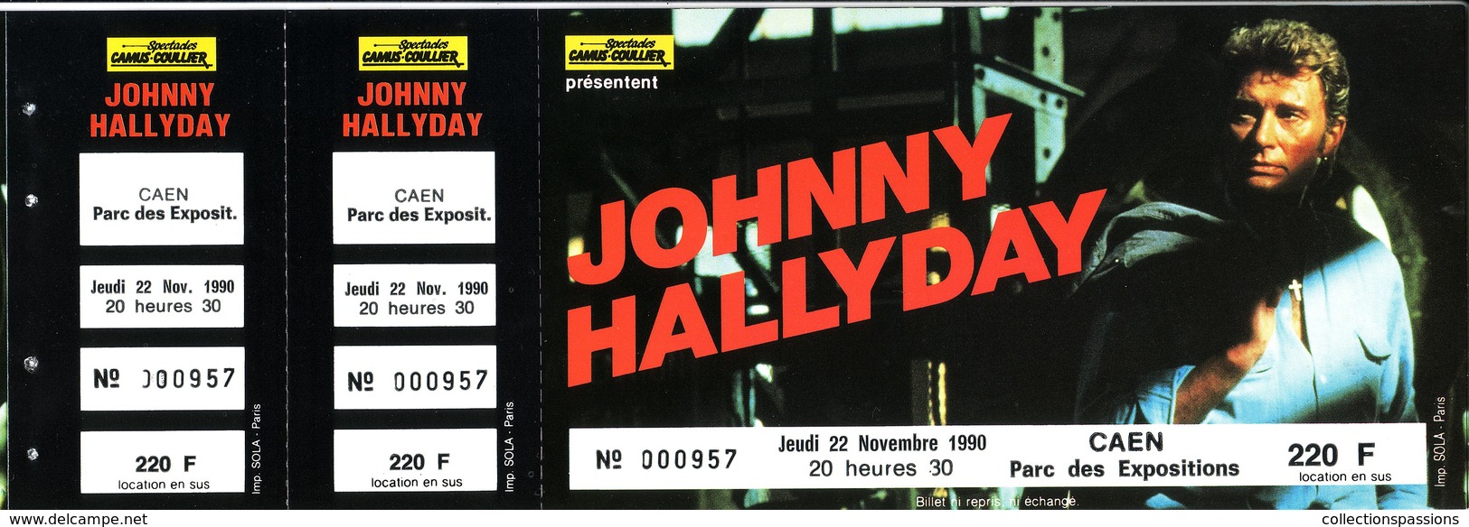 - Ticket De Concert - Johnny Hallyday - Caen 1990 - - Konzertkarten