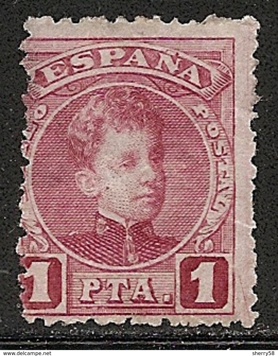 1901-1905-ED. 253 ALFONSO XIII TIPO CADETE 1 PTA. CARMÍN-NUEVO CON FIJASELLOS CORTO Y DESCARNADO-MH - Nuevos