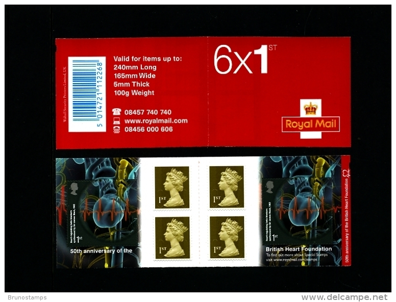GREAT BRITAIN - SELF-ADHESIVE BOOKLET 6 X 1st  BRITISH HEARTH FOUNDATION  MINT NH  PM 28 - Booklets