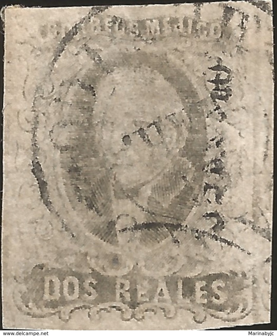 J) 1861 MEXICO, HIDALGO, 2 REALES, MEXICO GOTHIC, CIRCULAR CANCELLATION, MN - Mexico