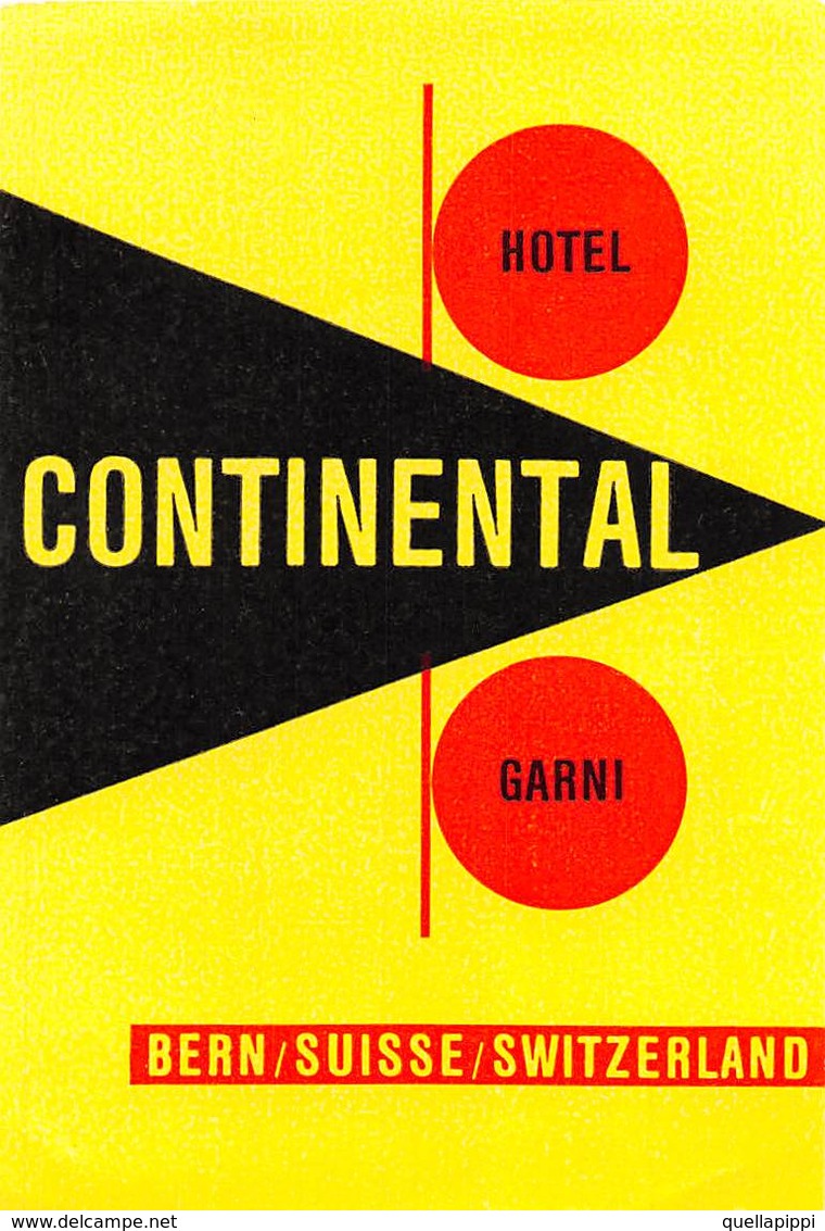 D9305 "HOTEL CONTINENTAL GARNI - BERN - SUISSE - SWITZERLAND " ETICHETTA ORIGINALE, 1960 - Adesivi Di Alberghi