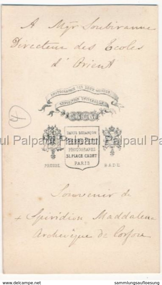 CDV De La Famille SOUBIRANNE De Ceret (P.O.) En 1864 - Nr 4 Spiridion Maddalena Archeveque De Corfou Korfu Corfu Grece - Anciennes (Av. 1900)