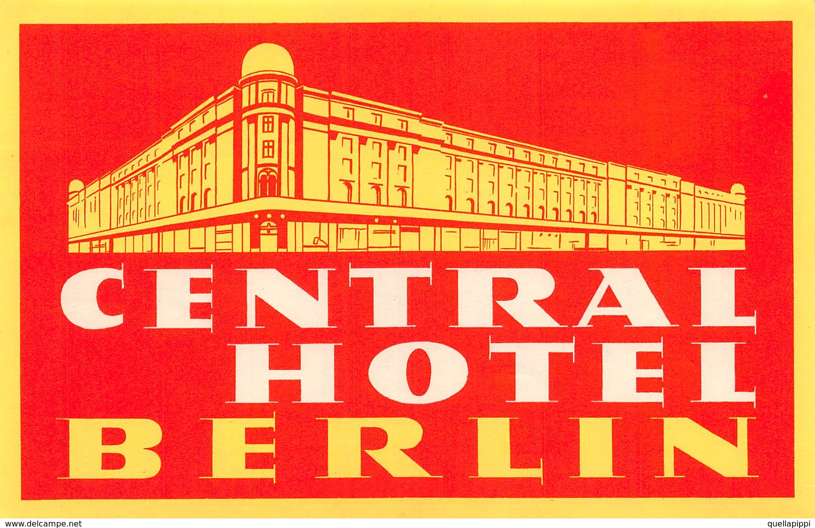 D9307 "CENTRAL  HOTEL -  BERLIN"GOMMATA AL VERSO ETICHETTA ORIGINALE, 1930 - Hotel Labels