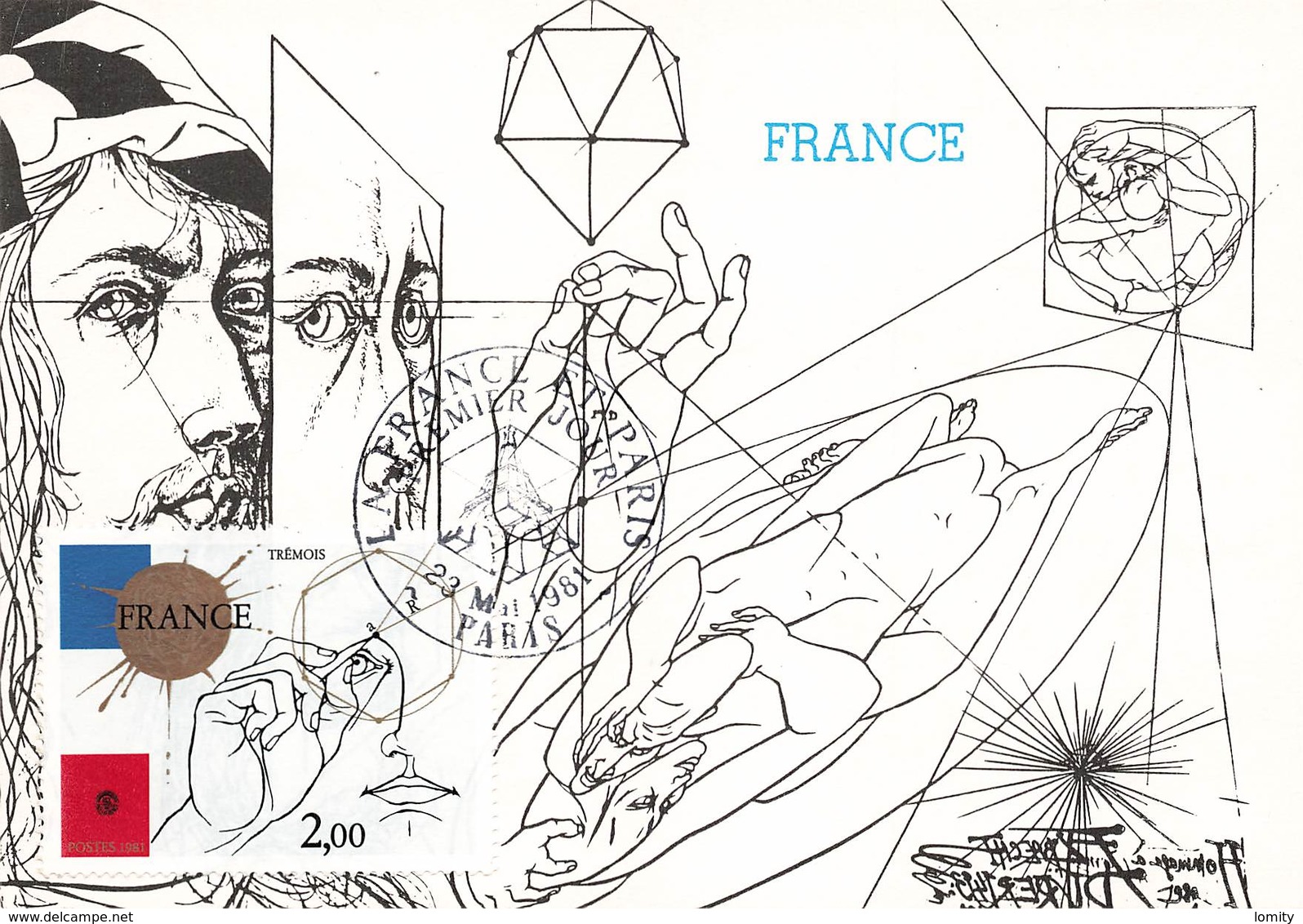 France lot de 59 cartes carte maximum card année 1981 europa sabine escrime aviation célébrités tableau croix rouge