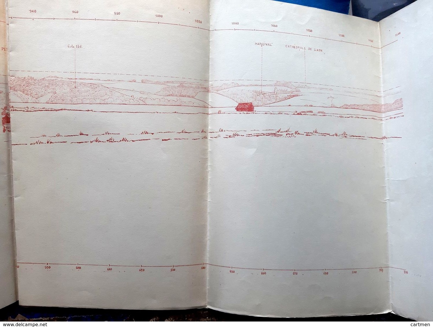 GRANDE GUERRE EXCEPTIONNEL  GRAND PANORAMA D'ARTILLERIE DE SOISSONS A BETHUNE  1,20 X 40 CM - 1914-18