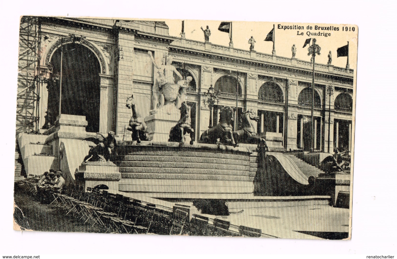 Exposition Universelle.Bruxelles 1910.Le Quadrige.Expédié à Saint-Amand-les-eaux (Nord/FRance) - Expositions Universelles