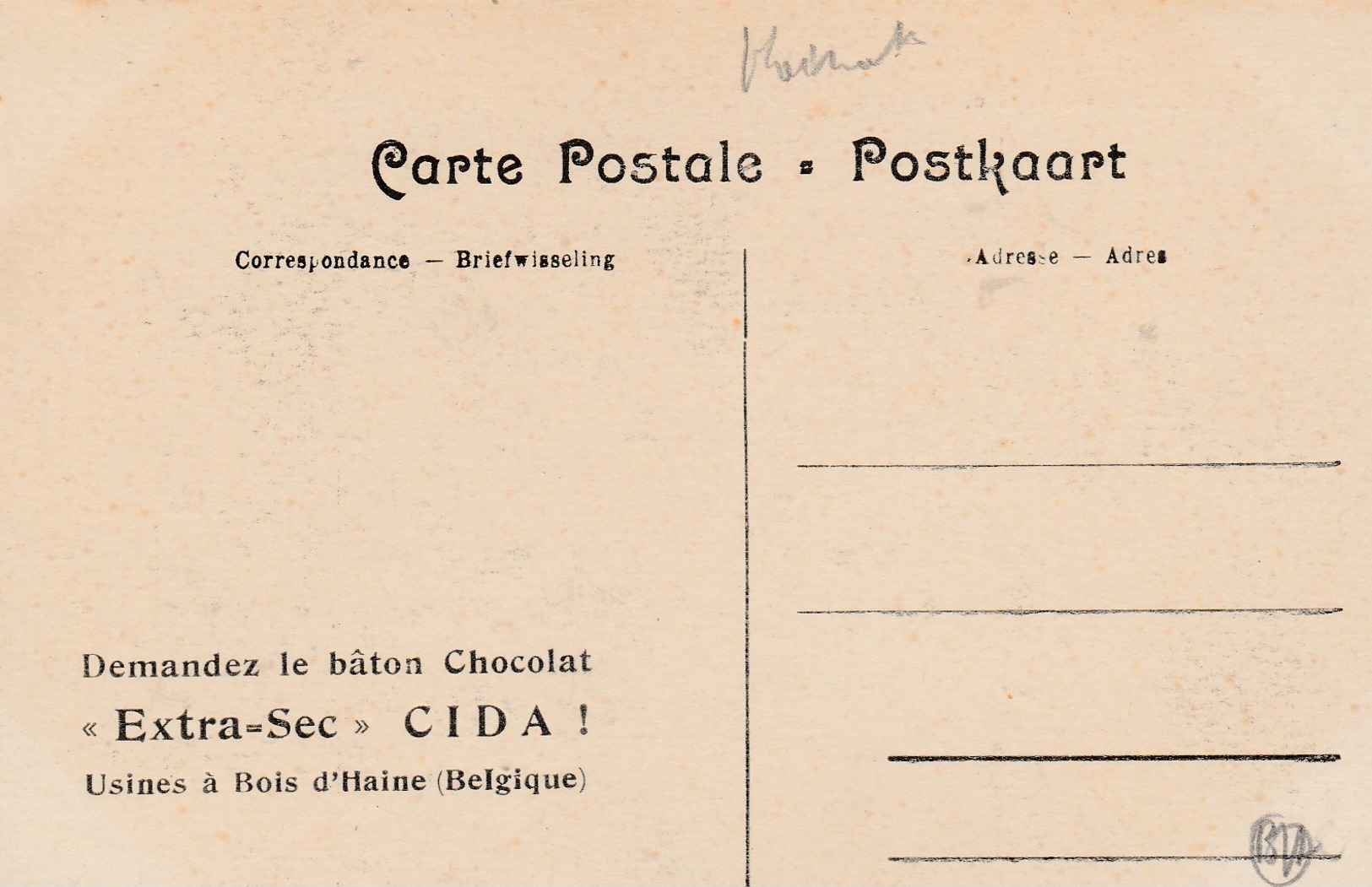 Fleurus ,  " Hospice " ,( Voir Verso : Publicité Baton Chocolat CIDA , Usine à Bois D'Haine ) - Fleurus