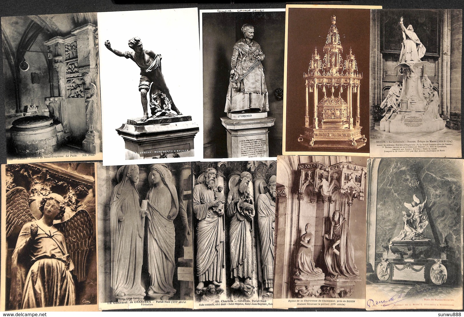 Lot 139 cartes - Art Religion Sculpture Archéologie Bois Pierre Nus.... voir zie see scans.