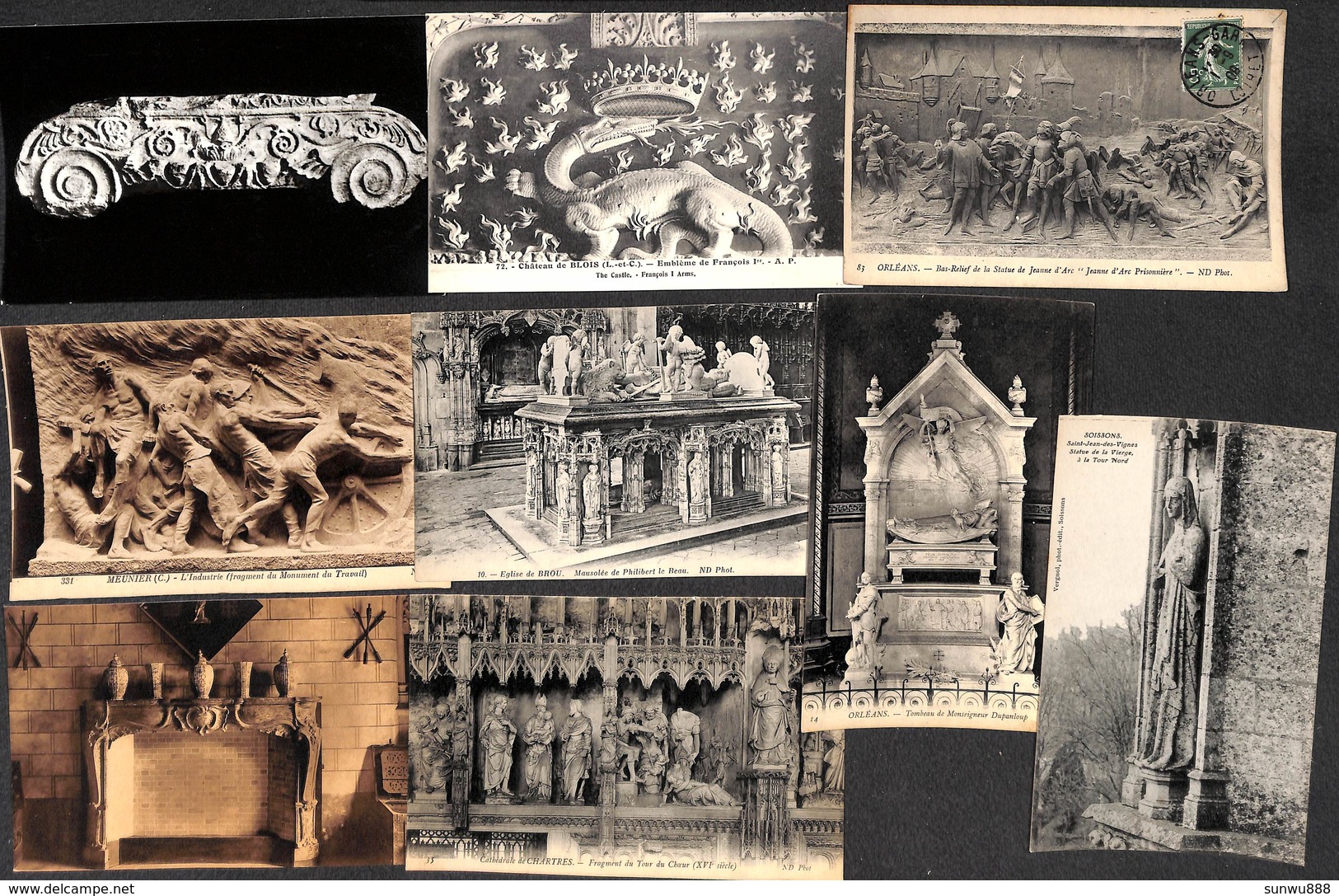 Lot 139 cartes - Art Religion Sculpture Archéologie Bois Pierre Nus.... voir zie see scans.