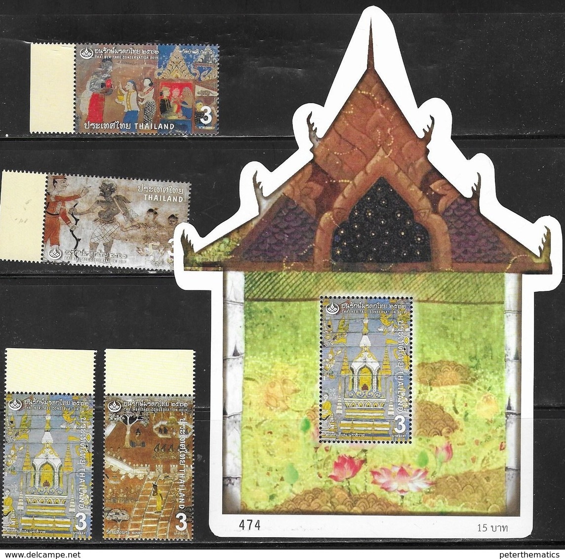THAILAND, 2019, MNH, HERITAGE CONSERVATION, TEMPLES, 4v+TEMPLE-SHAPED S/SHEET - Other & Unclassified