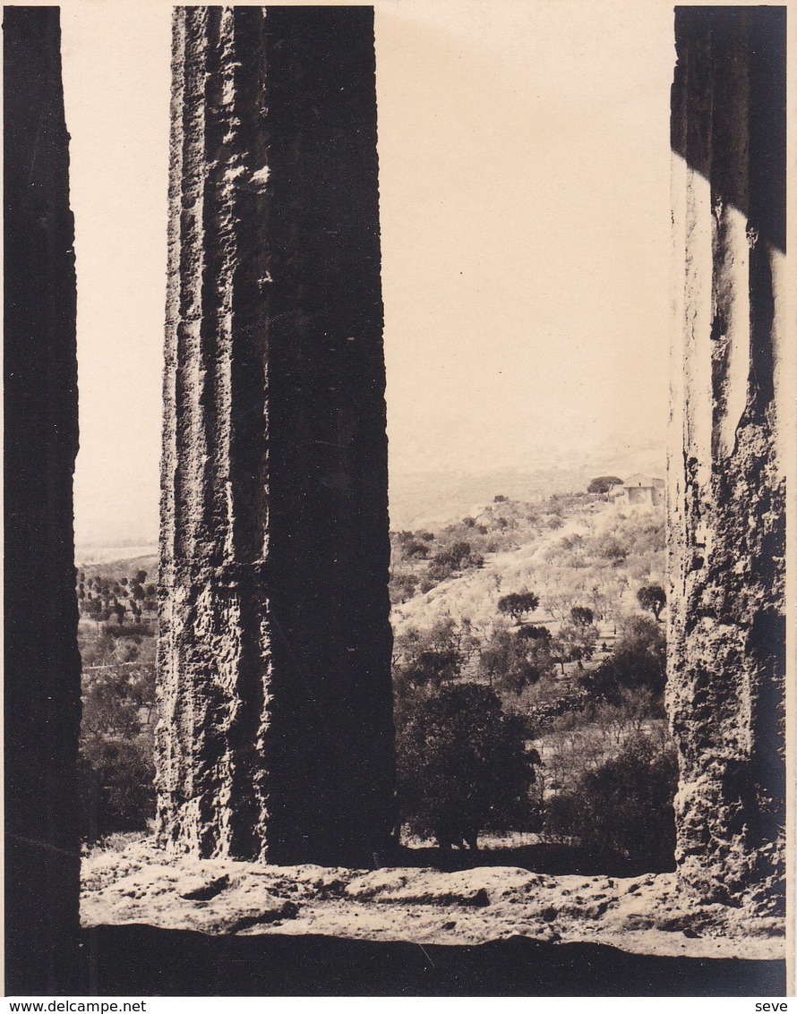 GIRGENTI Temple De La Concorde SICILIA  ITALIA Août 1926 Photo Amateur Format Environ 6,5 Cm X 5,5 Cm - Luoghi