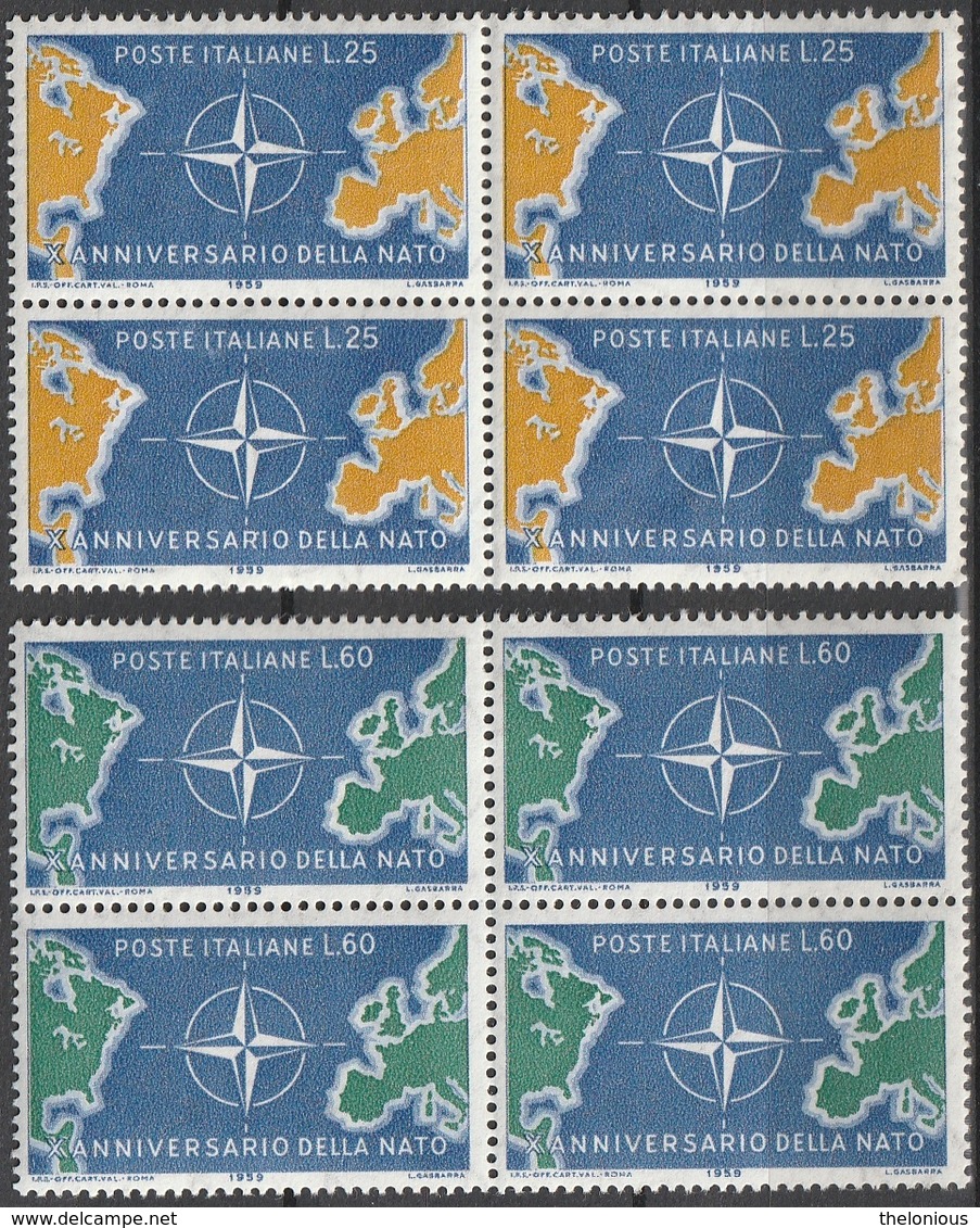 # Italia 1959: Decennale Della Nato - 2 Valori Quartina MNH ** - 1946-60: Nuevos