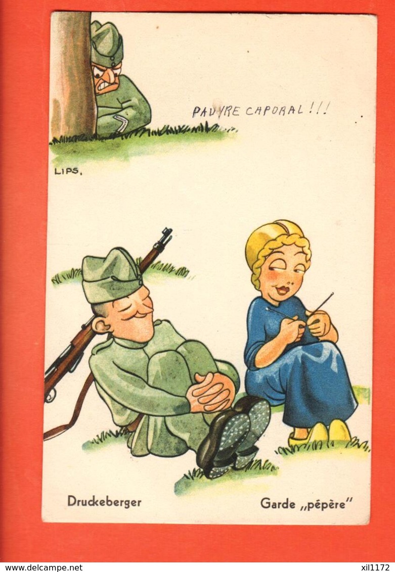 EPC-22 Humour Militaire Suisse, IGarde Pépère En Compagnie De Son Amoureuse..  Circulé - Humorísticas