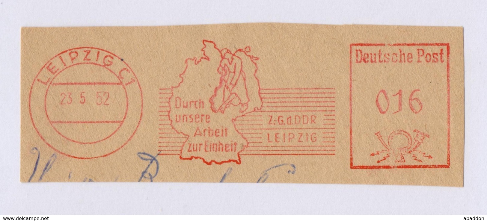 DDR AFS - LEIPZIG, Durch Unsere Arbeit Zur Einheit 23.5.52 - Geography